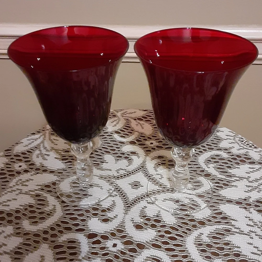 Home Essentials Ruby Red Water Goblets